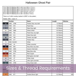 Baby Ghost Pair Cross Stitch Pattern, Halloween Decor, Pumpkin Stitching, Spooky PDF, Floss Conversions
