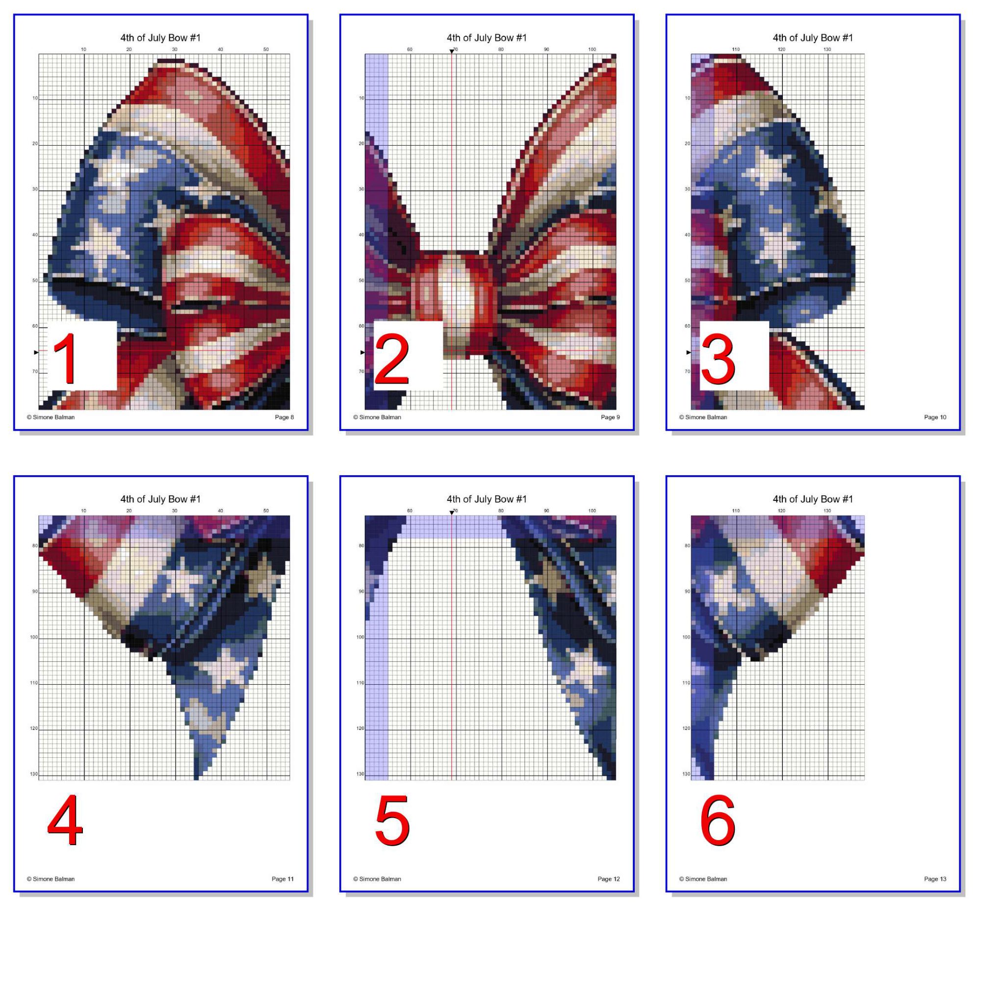 4th of July Coquette Bows Cross Stitch Pattern PDF, 4th of July Patriotic Bows Bundle, USA Embroidery Design, Instant Download, 7 Patterns