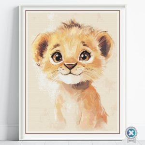Lion Cub Cross Stitch Pattern, Nursery Safari Wild Animals Instant PDF Download, Floss Conversions