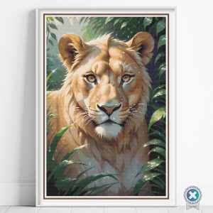 Lioness Cross Stitch Pattern, Big Cat Wildlife Animal Safari Jungle Embroidery PDF, Floss Conversions