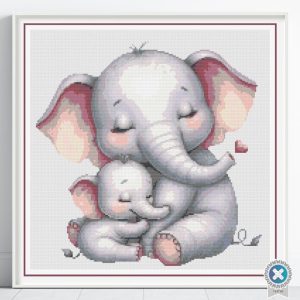Mother and Baby Elephant Cross Stitch Pattern, Digital Download, Nursery Embroidery, Floss Conversions