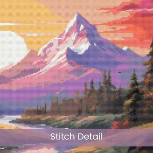 Mountain Sunset Cross Stitch Pattern: Full Coverage Landscape