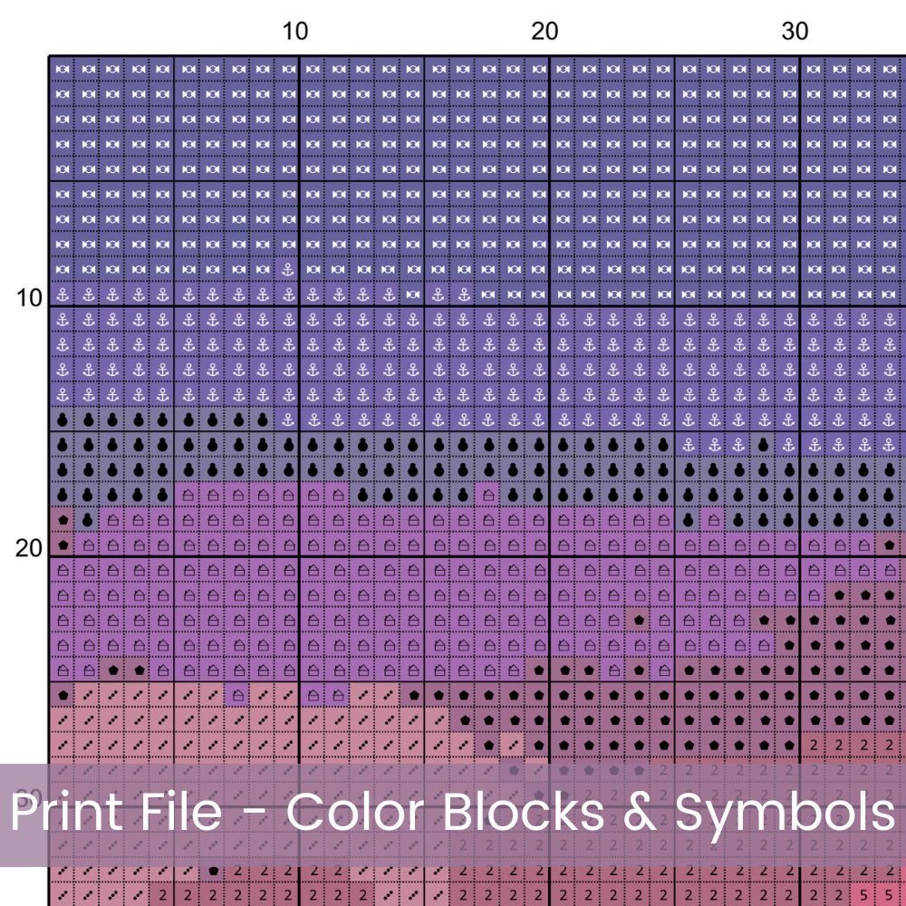 Mountain Sunset Cross Stitch Pattern: Full Coverage Landscape