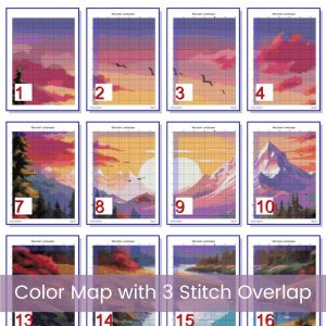 Mountain Sunset Cross Stitch Pattern: Full Coverage Landscape