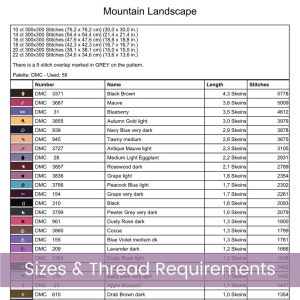 Mountain Sunset Cross Stitch Pattern: Full Coverage Landscape