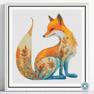 Nordic Fox Cross Stitch Pattern, Scandinavian Folk Art, PDF Instant Download, Floss Conversions