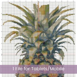 Pineapple Cross Stitch Pattern, Tropical Fruit Kitchen Embroidery Decor PDF, Instant Download, Floss Conversions