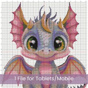 Baby Dragon Cross Stitch Pattern, Kids Fantasy Nursery Decor, Baby Shower Gift, Floss Conversion Chart