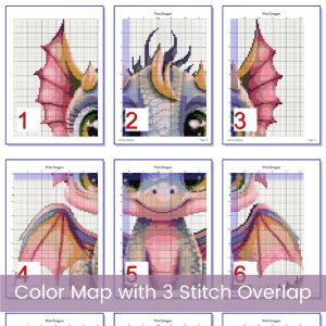 Baby Dragon Cross Stitch Pattern, Kids Fantasy Nursery Decor, Baby Shower Gift, Floss Conversion Chart