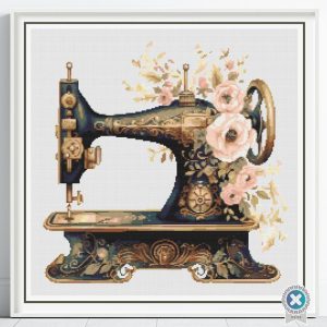 Vintage Sewing Machine Cross Stitch Pattern, Instant Download, Pattern Keeper, Floss Conversions