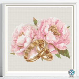 Wedding Rings Cross Stitch Pattern, Embroidery Bridal Gift, Wedding Anniversary, PatternKeeper, Floss Conversions