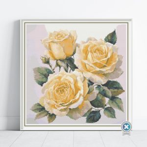 Yellow Roses Cross Stitch Pattern, Watercolor Floral Embroidery, Instant Download, PatternKeeper, Floss Conversion