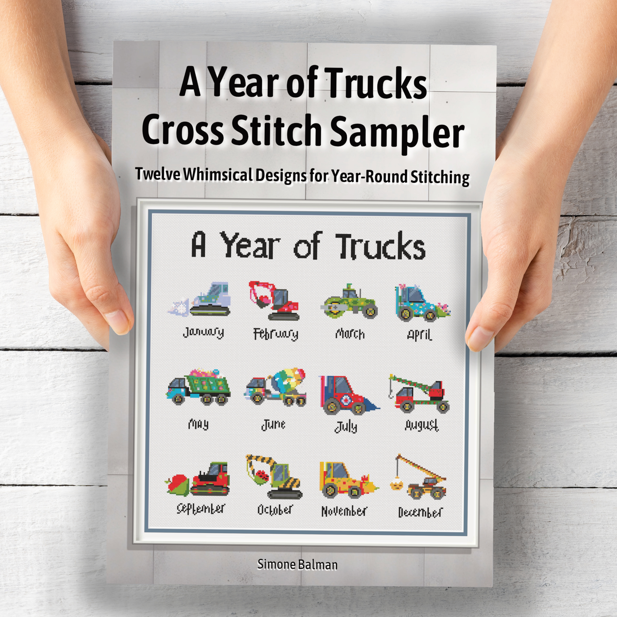A Year of Trucks Cross Stitch Pattern, Seasonal Construction Vehicles, Kids Truck Embroidery PDF, PatternKeeper