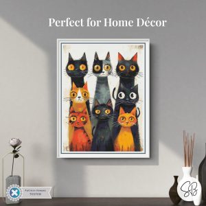 Abstract Cats Cross Stitch Pattern, Funky Feline Embroidery Full Coverage PDF, Modern Wall Art Cat Lover Gift, Quirky Decor
