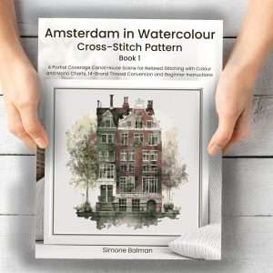 Amsterdam Canal House Cross Stitch Pattern, Dutch Architecture Art, Beginner Holland Watercolor Embroidery