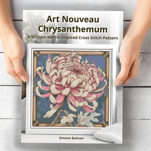 Art Nouveau Chrysanthemum Cross Stitch Pattern, William Morris Style Embroidery PDF, Floss Conversions