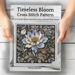 William Morris Blue Flower Cross Stitch Pattern, Art Nouveau Embroidery, PDF, PatternKeeper, Floss Conversions