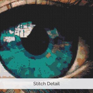Abstract Eye Cross Stitch Pattern Modern Art Landscape Design Geometric Mountain Embroidery Pattern PDF Download Neutral Decor Wall Art