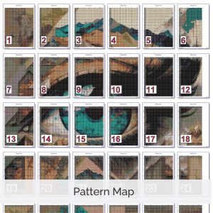 Abstract Eye Cross Stitch Pattern Modern Art Landscape Design Geometric Mountain Embroidery Pattern PDF Download Neutral Decor Wall Art