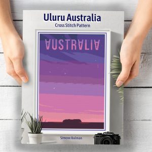 Uluru Australia Cross Stitch Pattern PDF, Ayers Rock Travel Poster, Australia Landmark Embroidery, Instant Download