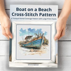 Boat on a Beach Cross Stitch Pattern, Seaside Ocean Coastal Embroidery, Digital Download, Floss Conversions