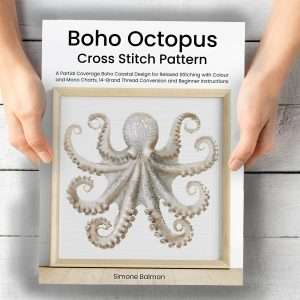 Boho Octopus Counted Cross Stitch Pattern, Neutral Ocean Embroidery, Coastal Sea Life, Floss Conversions