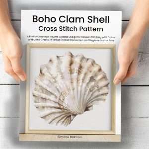 Boho Seashell Counted Cross Stitch Pattern, Neutral Ocean Embroidery, Coastal Sealife, Floss Conversions