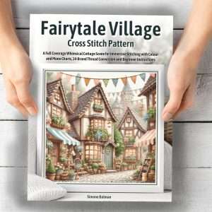 Fairytale Village Cross Stitch Pattern PDF, Whimsical Full Coverage Large Print Chart