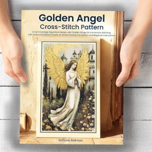 Golden Angel Cross Stitch Pattern book of a Renaissance Style, Full Coverage pattern