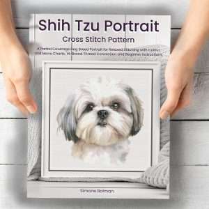 Shih Tzu Dog Cross Stitch Pattern, Pet Portrait Embroidery, Partial Coverage, PatternKeeper, Floss Conversions