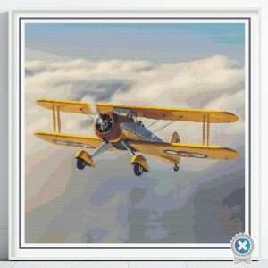 Vintage Biplane Cross Stitch Pattern, Aviation Instant Download, Full Coverage, Pattern Keeper, Floss Conversions