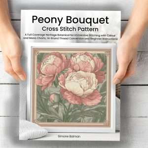 William Morris Style Peonies Cross Stitch Pattern, Art Nouveau Embroidery, PDF, PatternKeeper, Floss Conversions